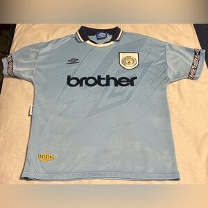 MANCHESTER CITY 1993 1994 HOME SHIRT FOOTBALL SOCCER JERSEY MENS UMBRO SIZE L
